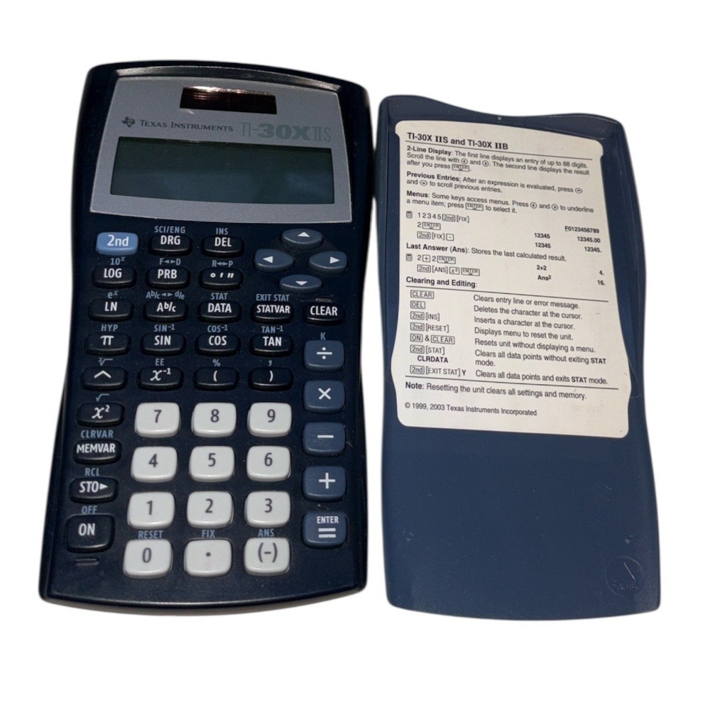 Texas Instruments Scientific Calculator w Cover TI-30X IIs Tested Blue
